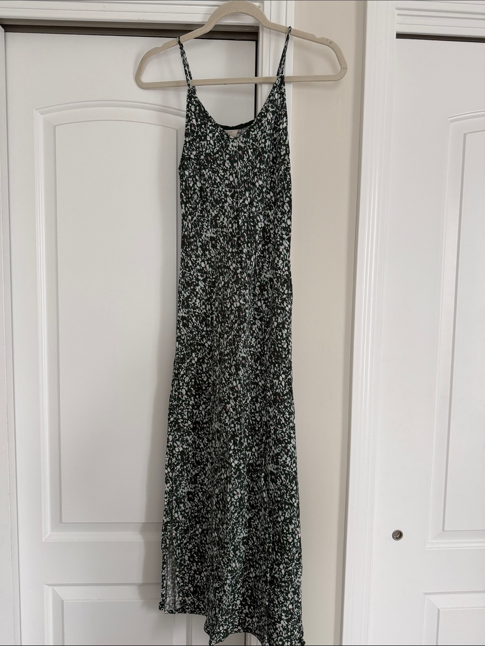 a new day Dark Green Floral Spaghetti-Strap Maxi Dress